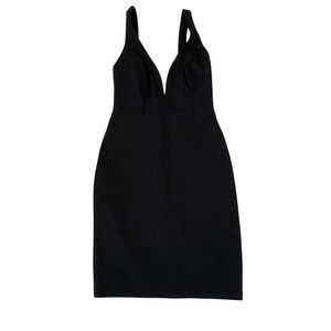 Lulus Glam Black Deep V Neck Sleeveless Bodycon Mini Dress Size S Sexy Edgy Goth